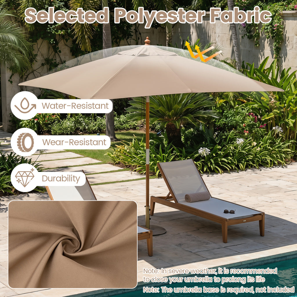 7 Feet Outdoor Rectangular Patio Umbrella with 3 Adjustable Heights