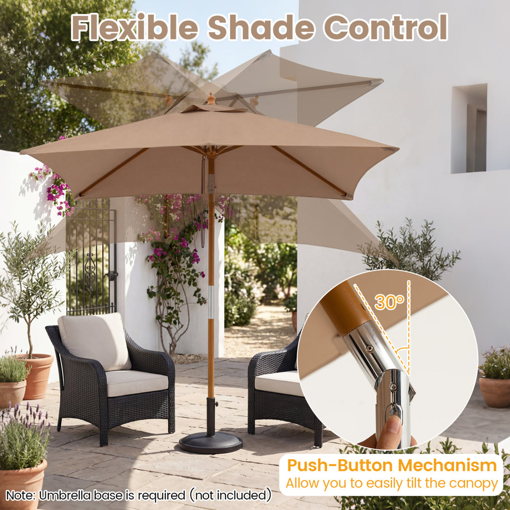7 Feet Outdoor Rectangular Patio Umbrella with 3 Adjustable Heights