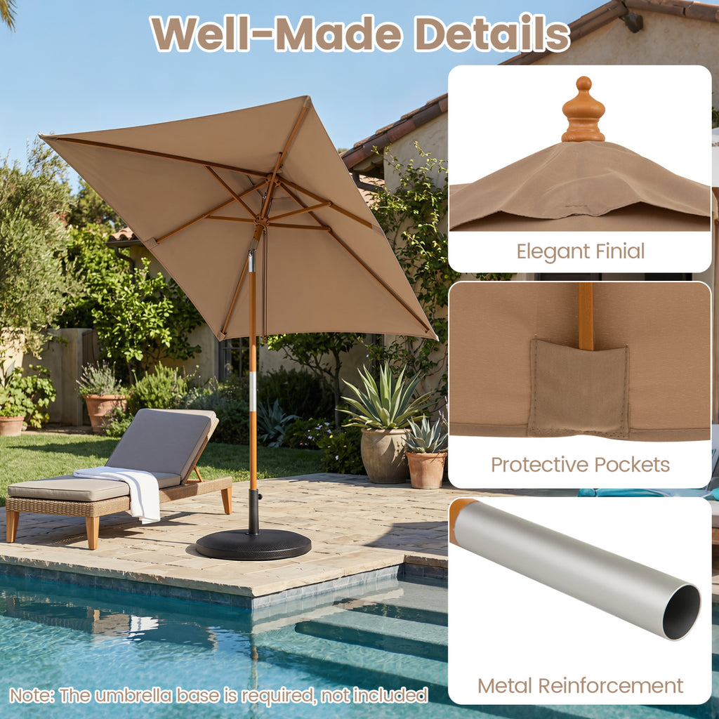 7 Feet Outdoor Rectangular Patio Umbrella with 3 Adjustable Heights