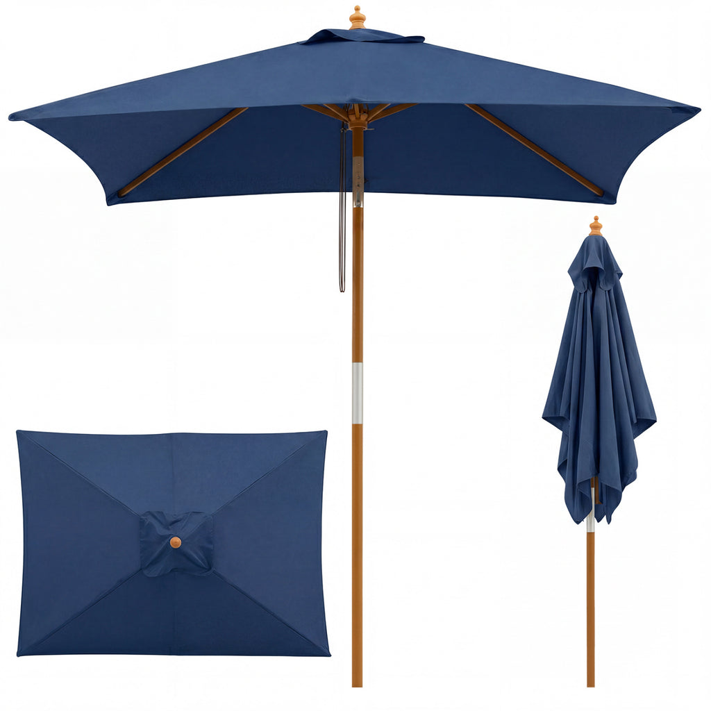 7 Feet Outdoor Rectangular Patio Umbrella with 3 Adjustable Heights