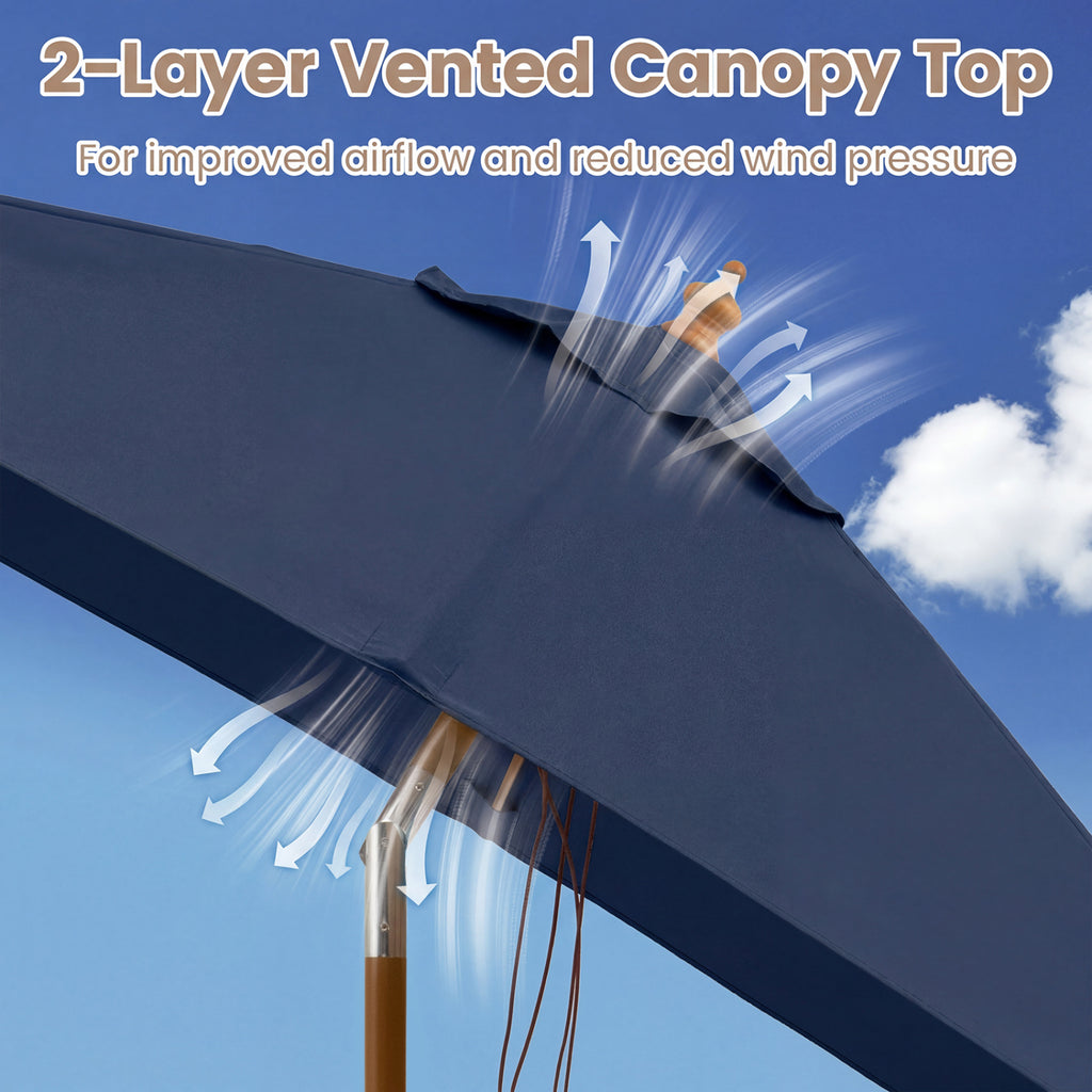 7 Feet Outdoor Rectangular Patio Umbrella with 3 Adjustable Heights