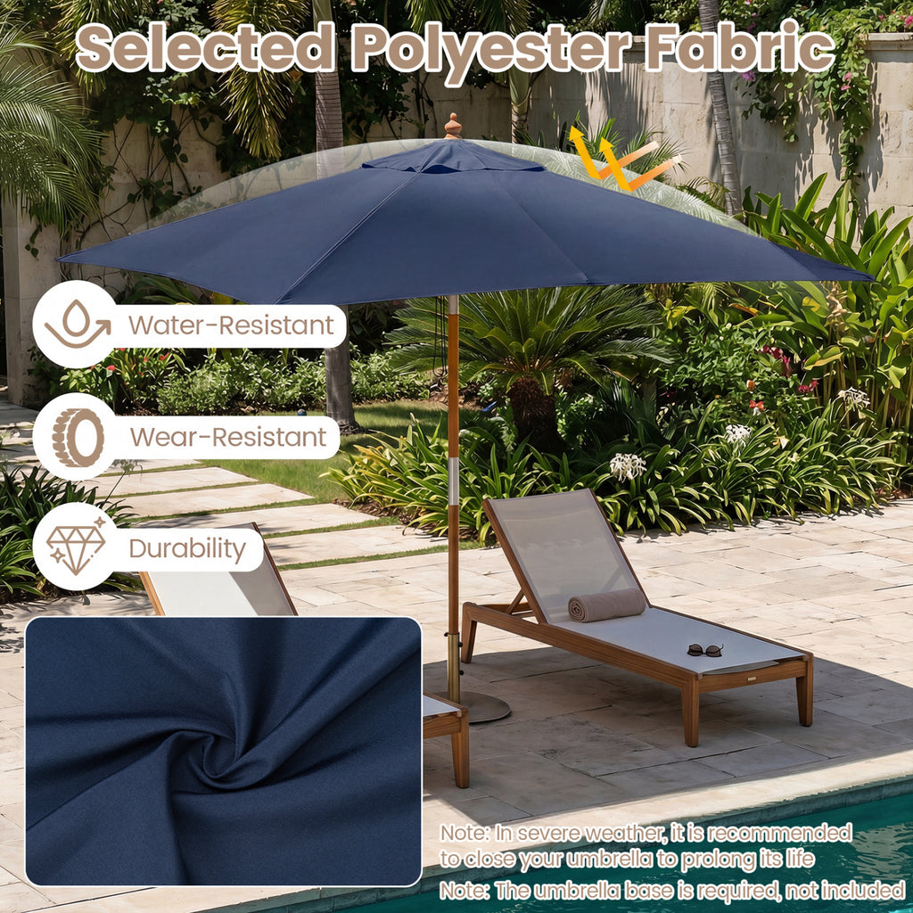 7 Feet Outdoor Rectangular Patio Umbrella with 3 Adjustable Heights