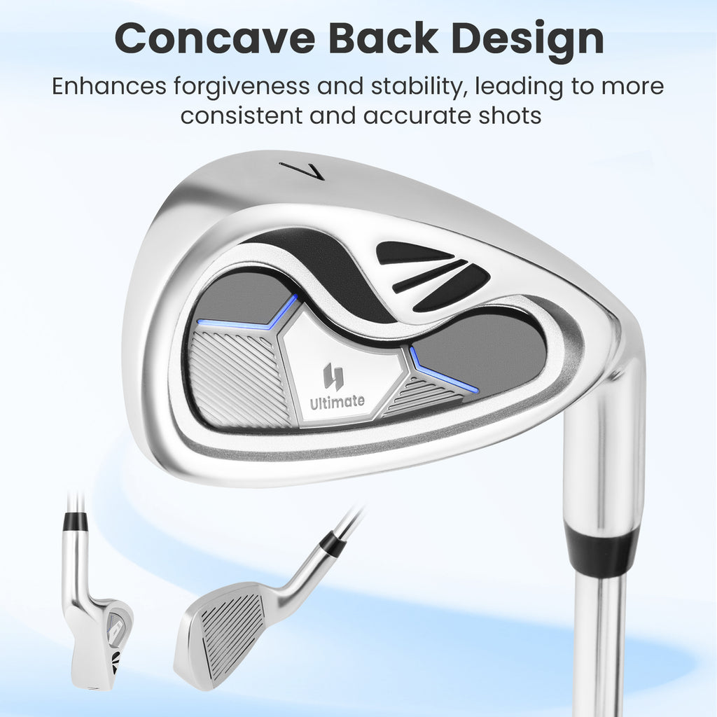 Golf Iron for Men with Steel Shaft and Headcover - Lightweight Aluminum Club
