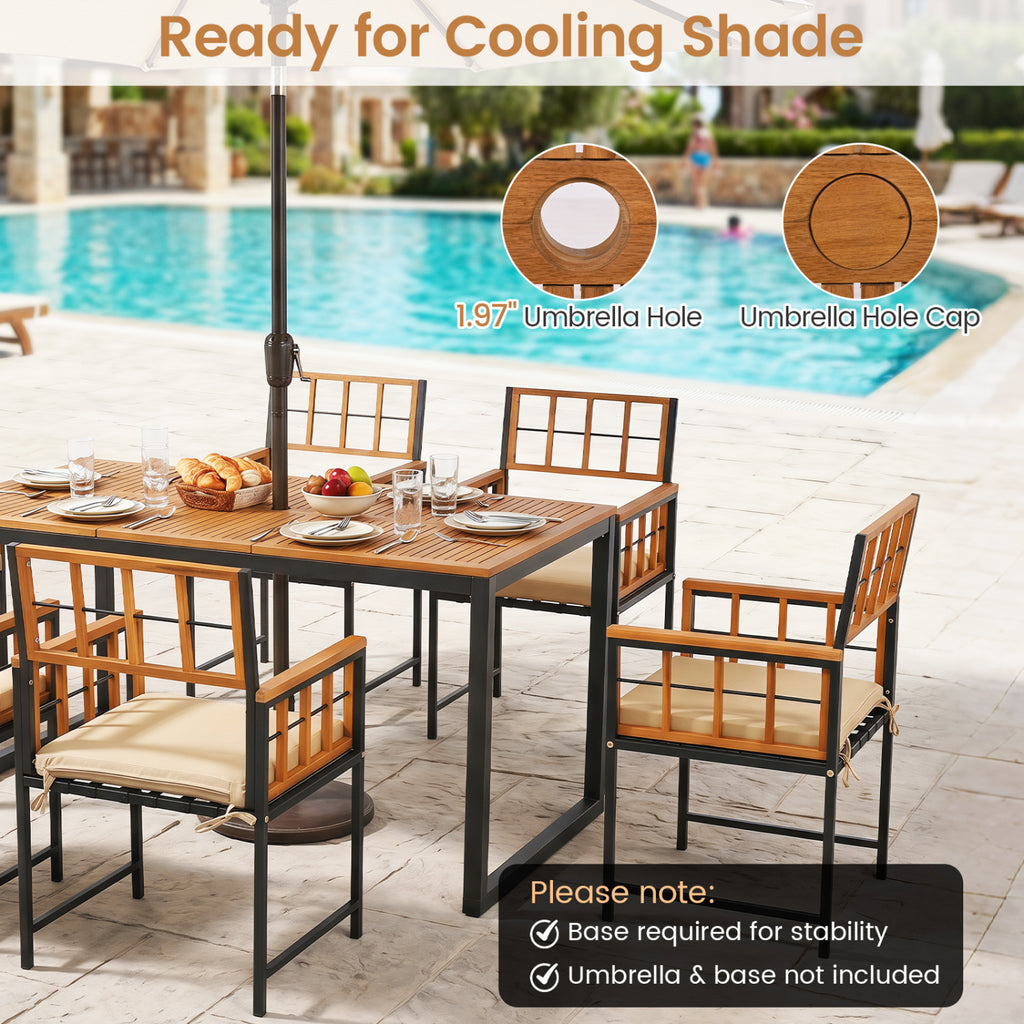 7-Piece Outdoor Dining Set with Acacia Wood Table & Chairs and