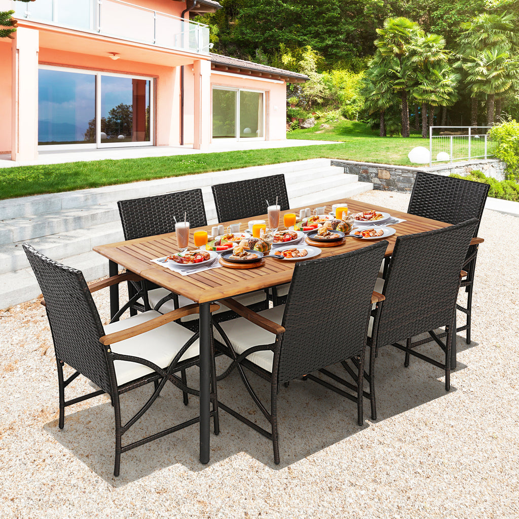 4-5 Piece Outdoor Dining Set with Acacia Wood Table