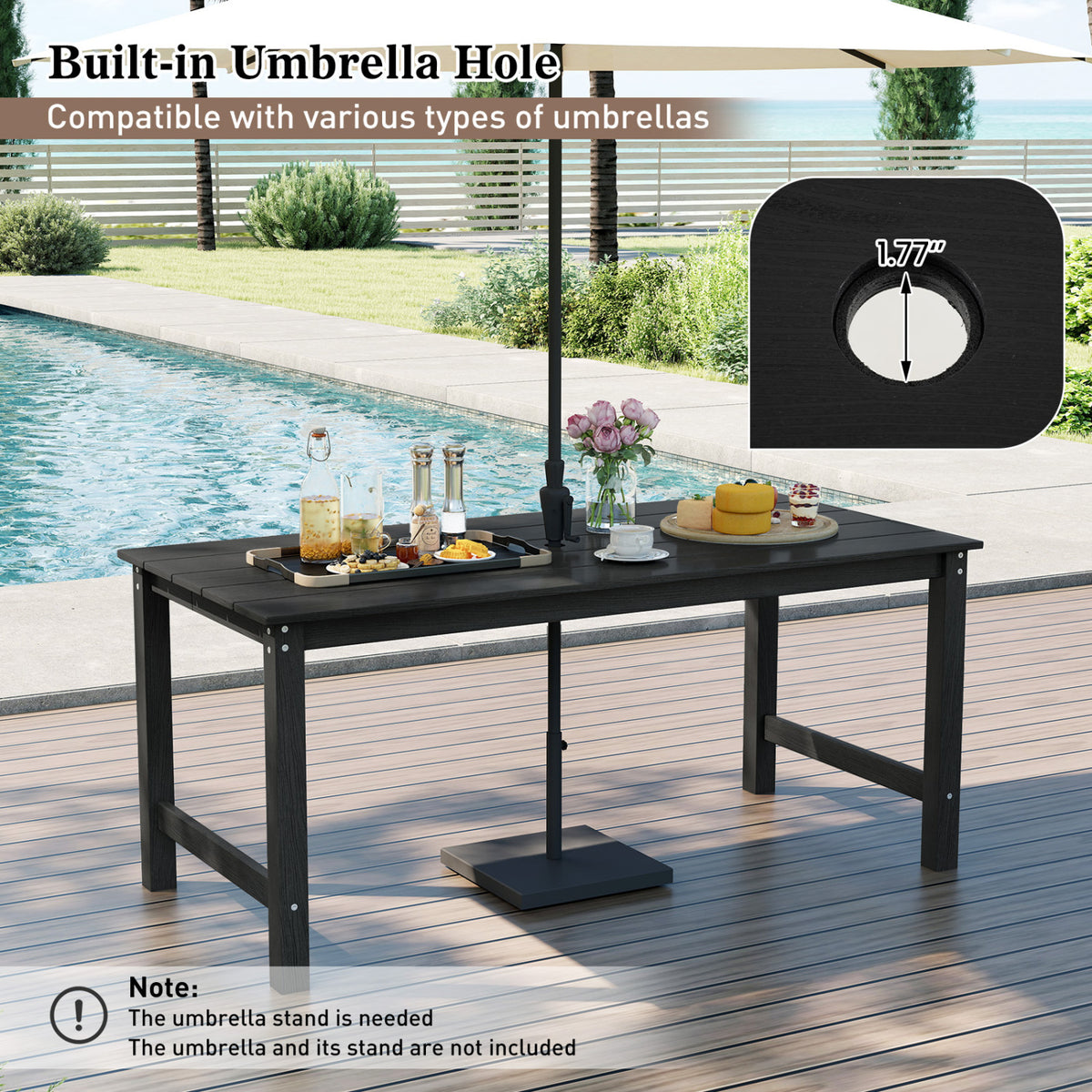 7 Pieces Patio Dining Set Outdoor HDPE Weather Resistant Table and