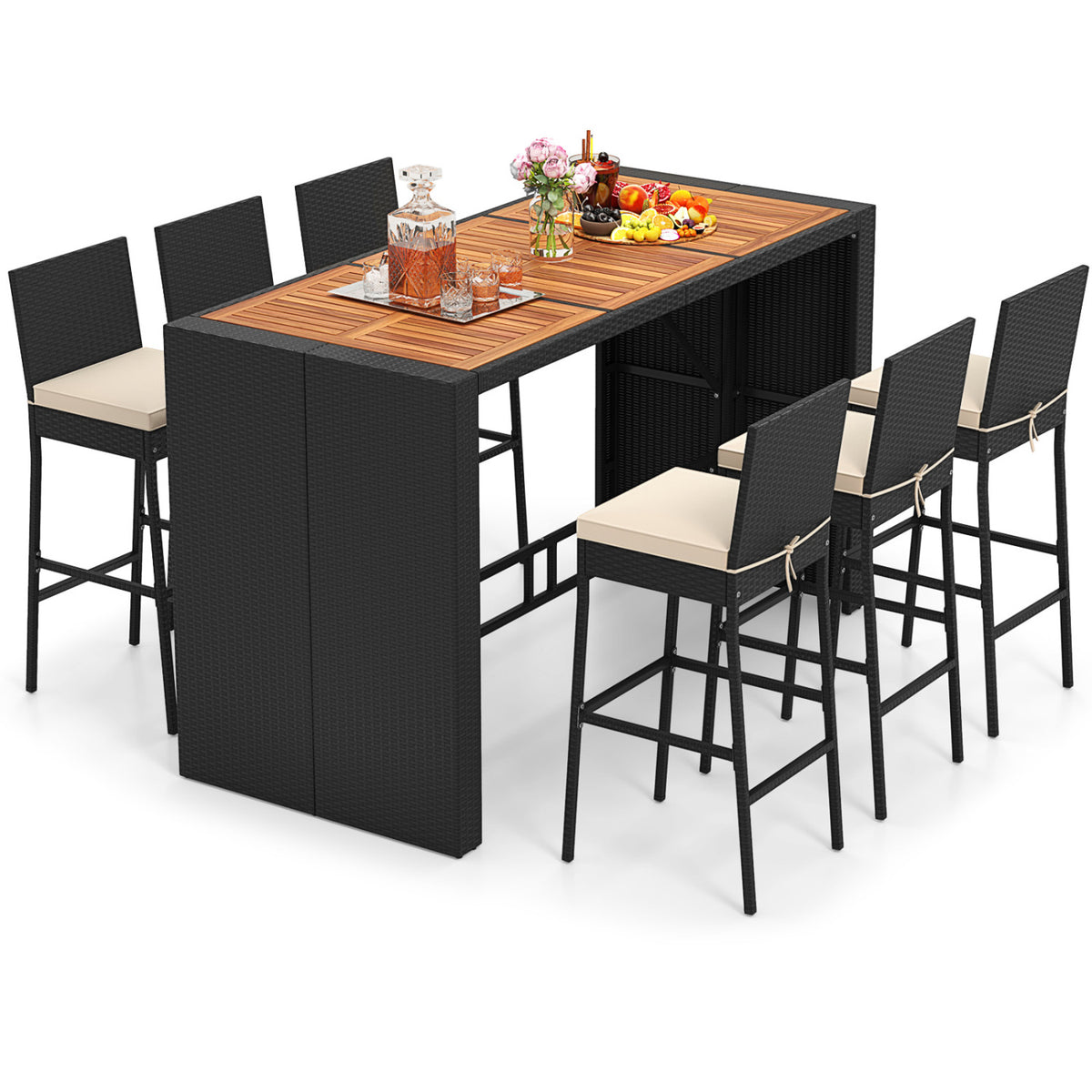 7-Piece Patio Bar Set with Cushions - Style 1