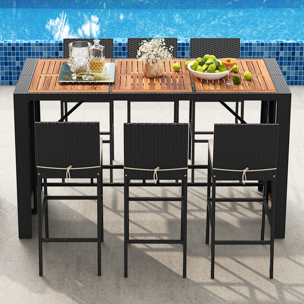 7-Piece Patio Bar Set with Cushions - Style 1