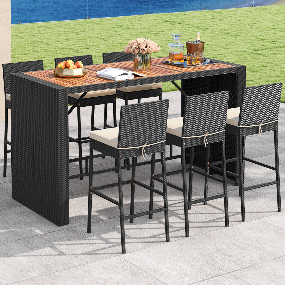 7-Piece Patio Bar Set with Cushions - Style 1