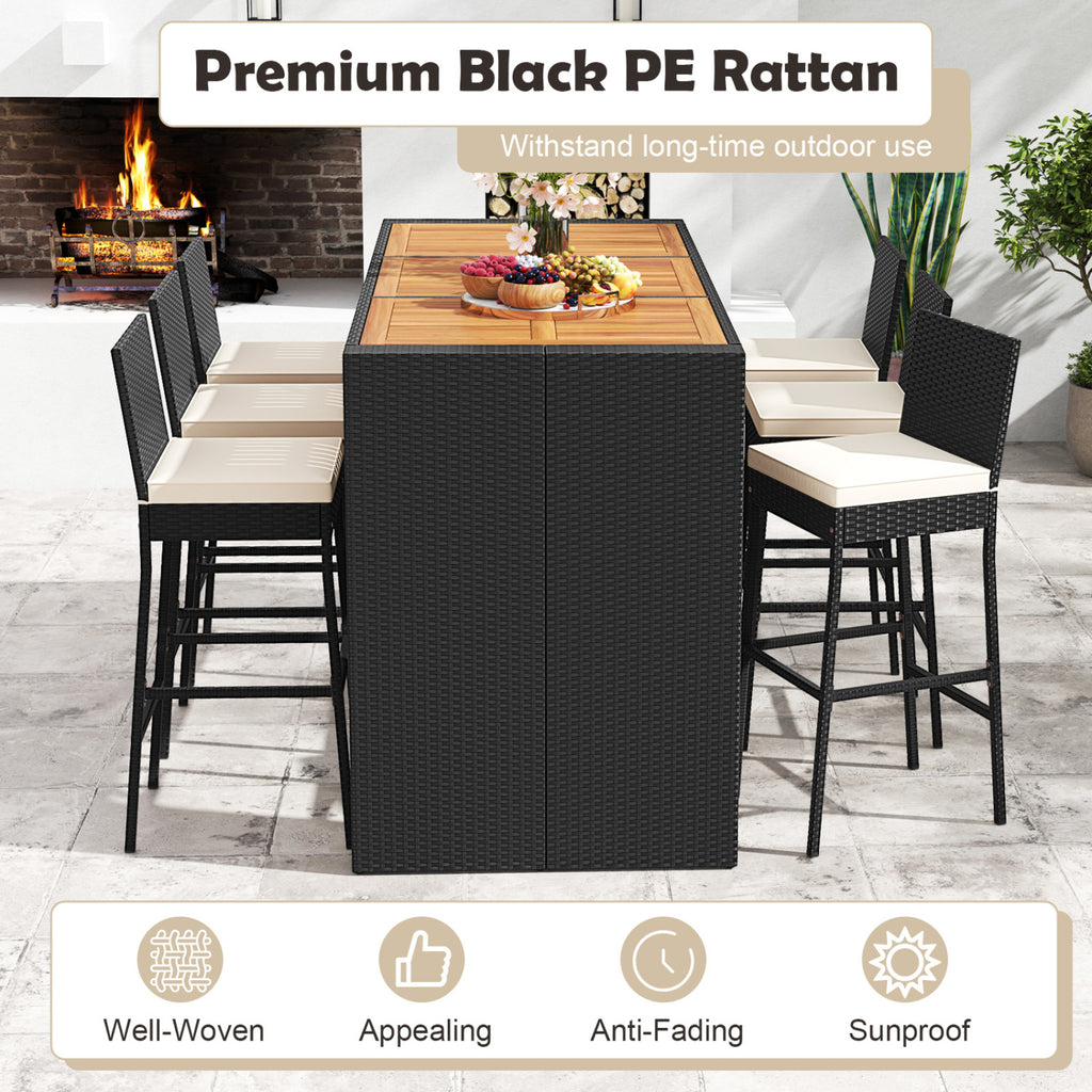 7-Piece Patio Bar Set with Cushions - Style 1