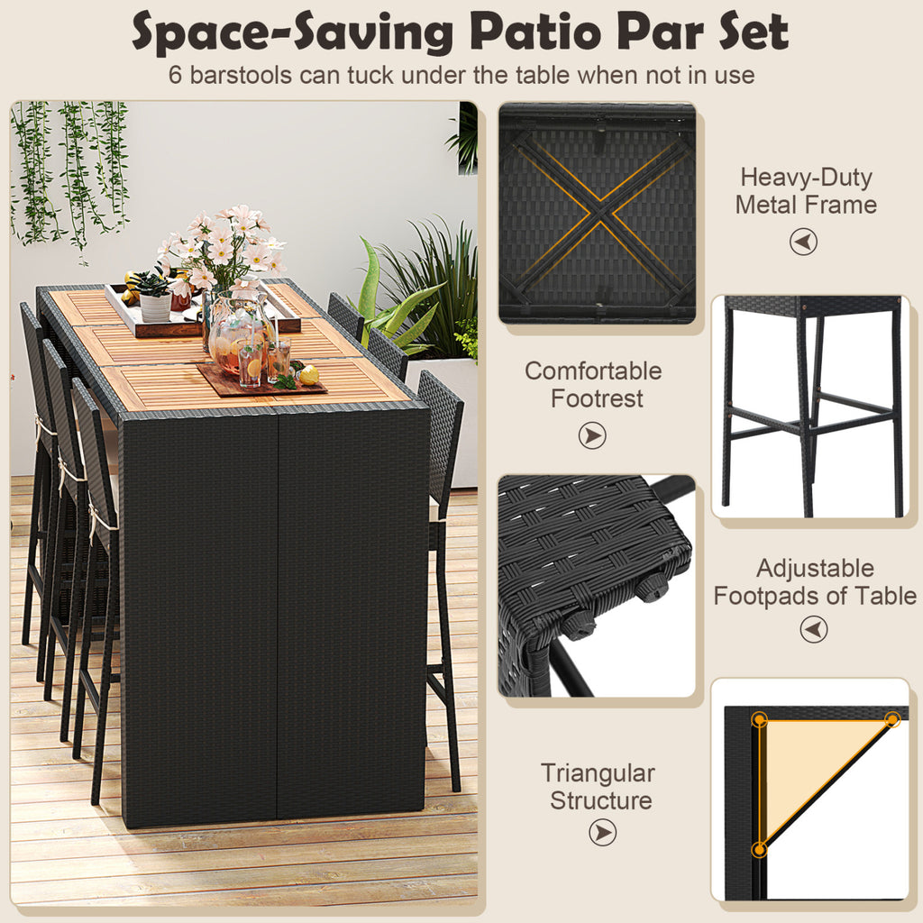 7-Piece Patio Bar Set with Cushions - Style 1