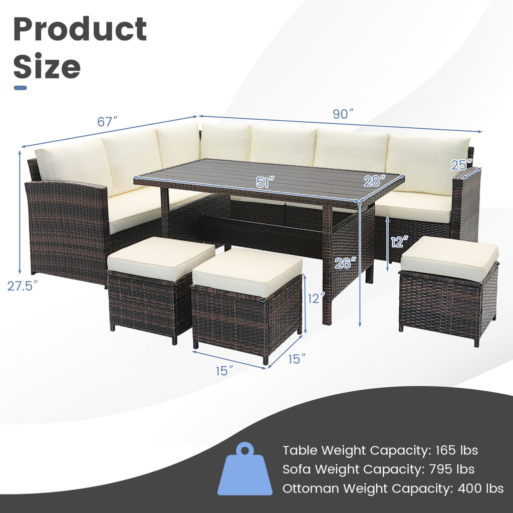 7-Piece Wicker Patio Furniture Set - Style 2, White