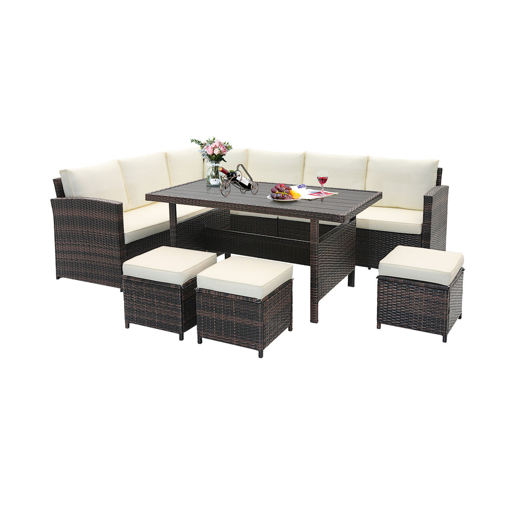 7-Piece Wicker Patio Furniture Set - Style 2, White
