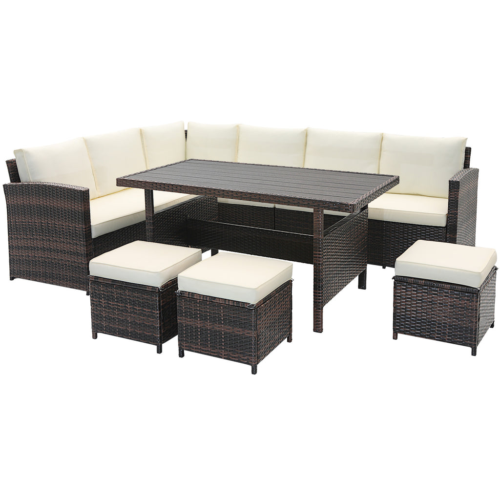 7-Piece Wicker Patio Furniture Set - Style 2, White