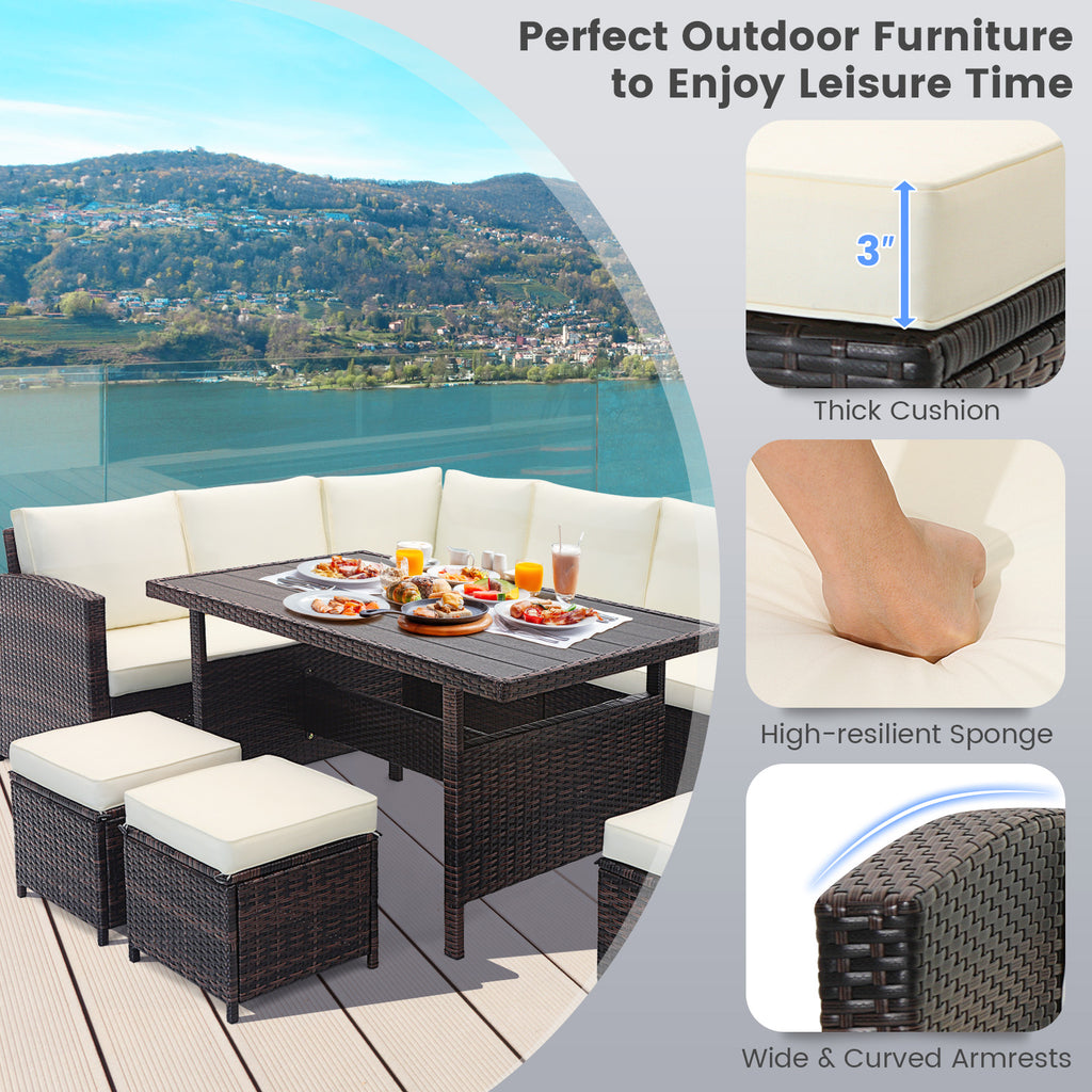 7-Piece Wicker Patio Furniture Set - Style 2, White