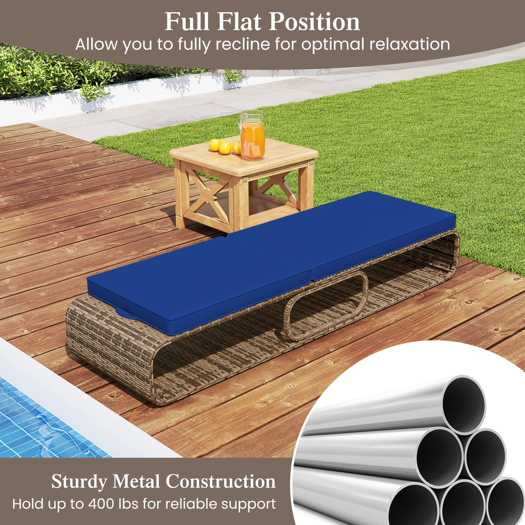 7-Position Adjustable PE Rattan Outdoor Chaise Lounge - Navy