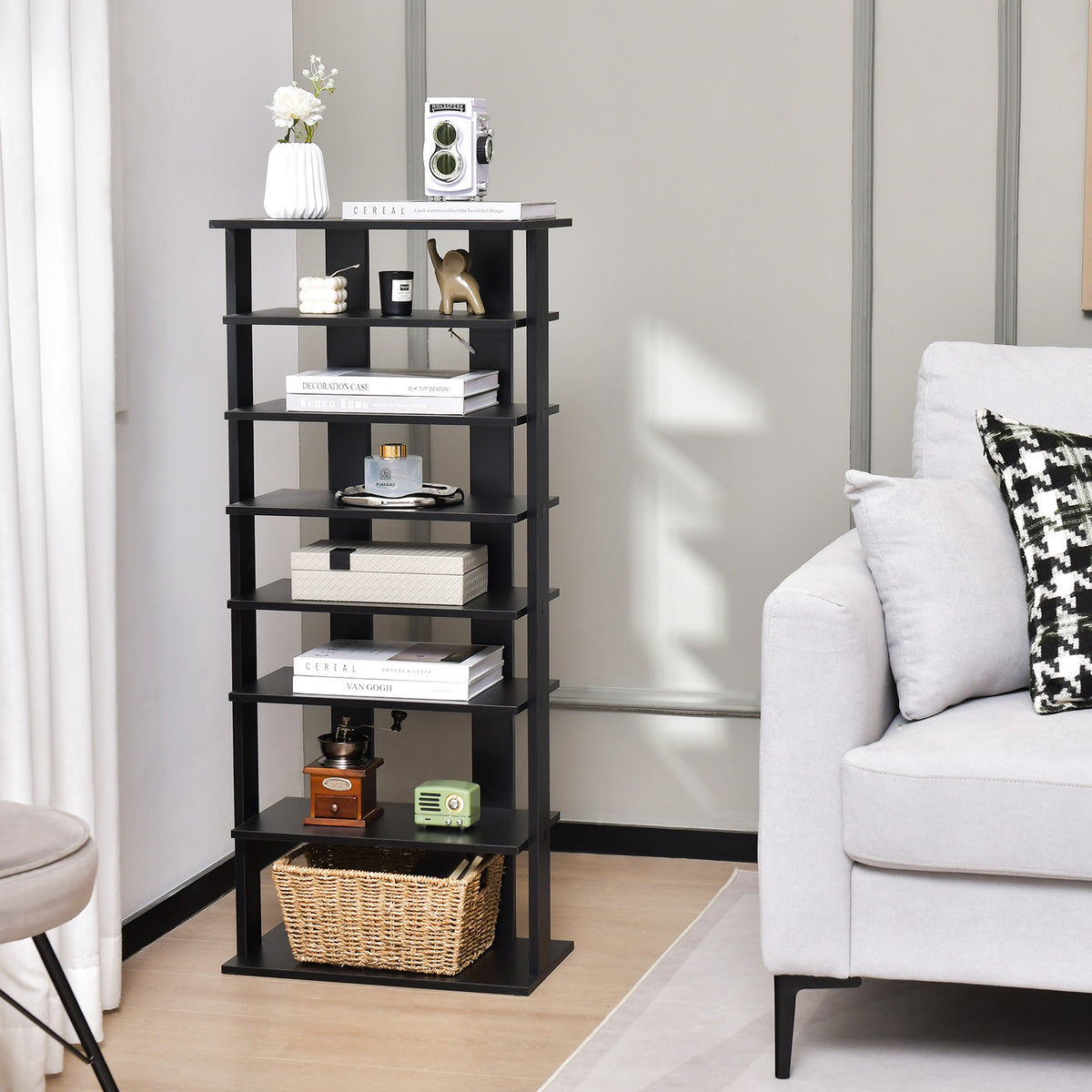 7-Tier Shoe Rack for Entryway, Black