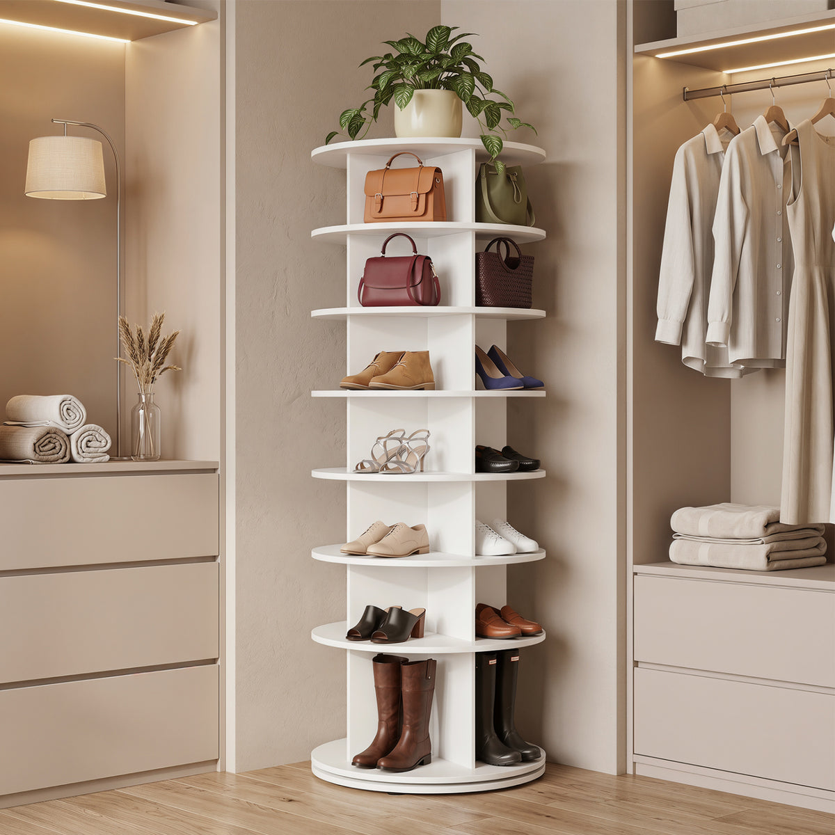 7-Tier Rotating Shoe Rack Tower - Black