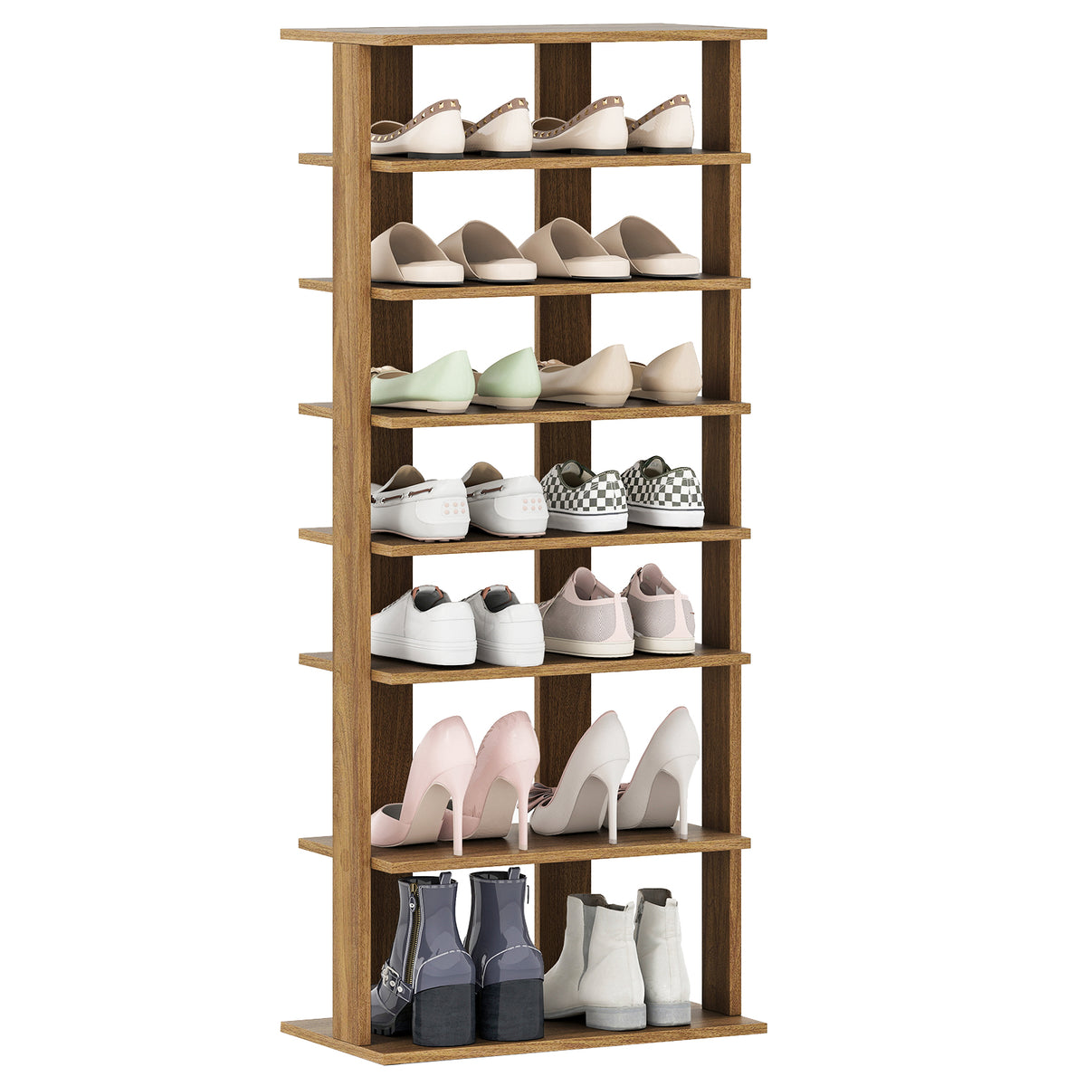 7-Tier Vertical Shoe Rack for Entryway, Natural