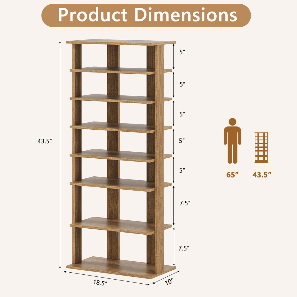 7-Tier Vertical Shoe Rack for Entryway, Natural