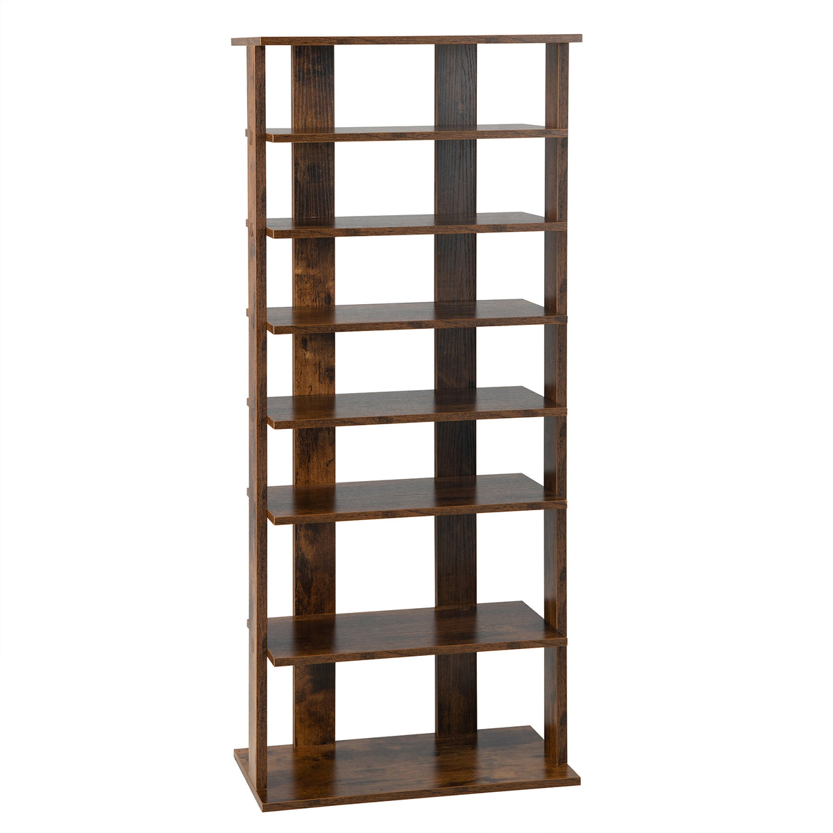7-Tier Vertical Shoe Rack, Rustic Brown
