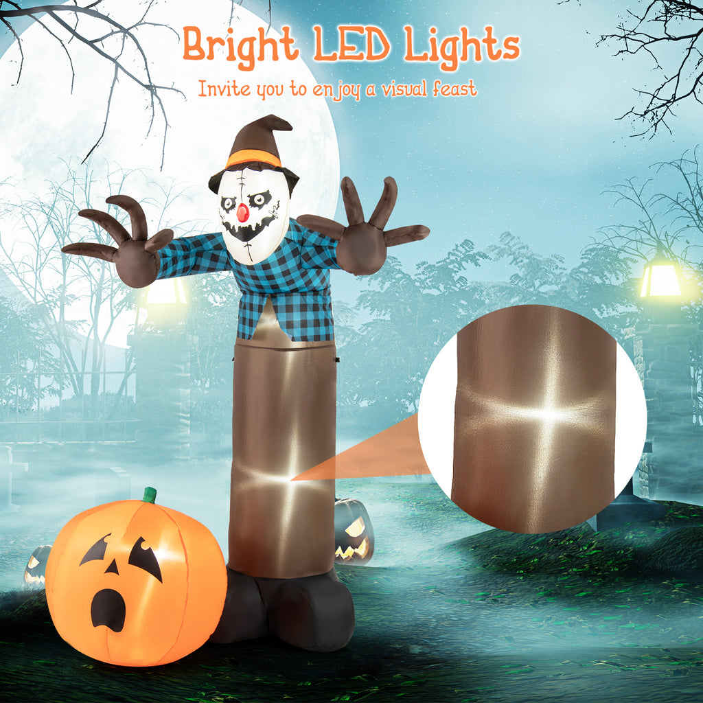 7 FT Inflatable Haunted Halloween Decor with LED Lights - Scarecrow Pumpkin Ghost
