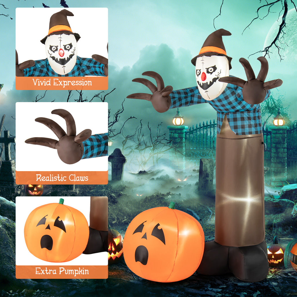 7 FT Inflatable Haunted Halloween Decor with LED Lights - Scarecrow Pumpkin Ghost