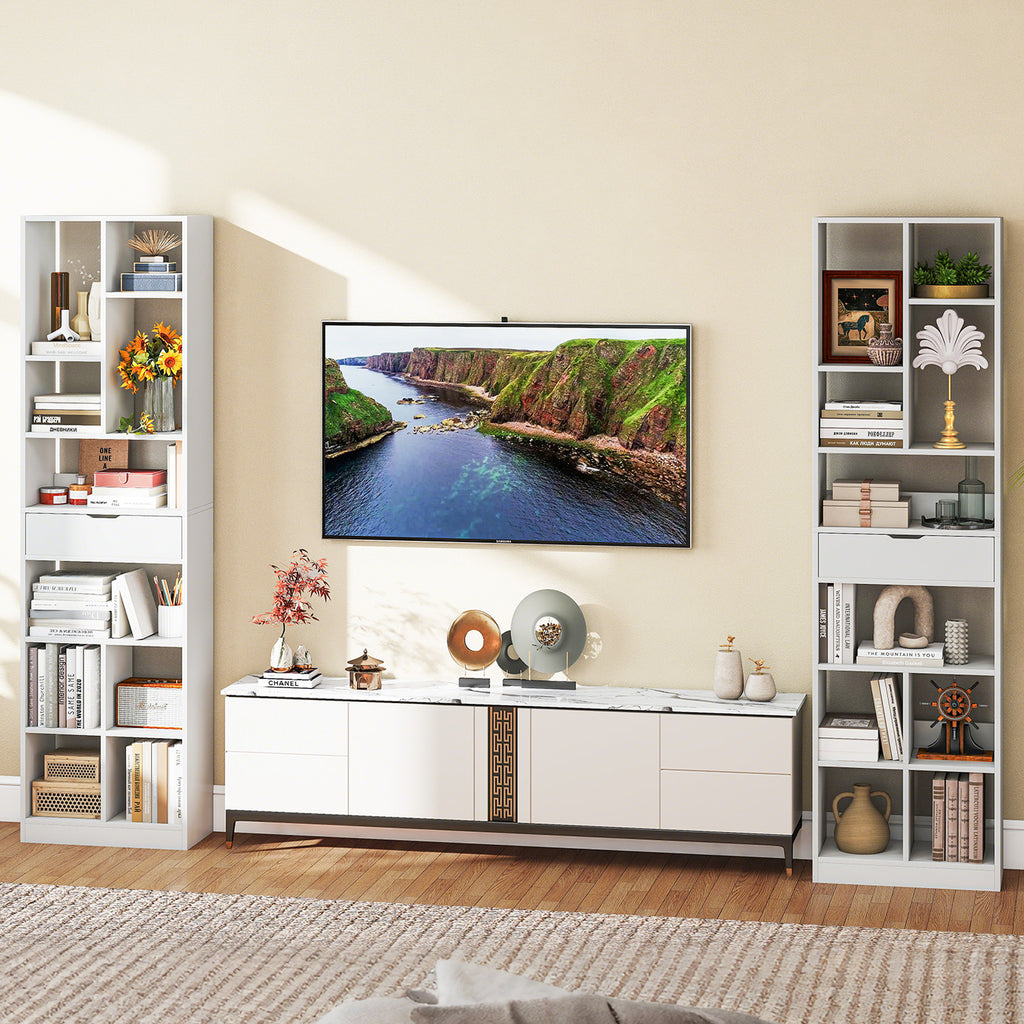 7-tier Bookshelf with Drawer 180cm Floor Standing Display Rack