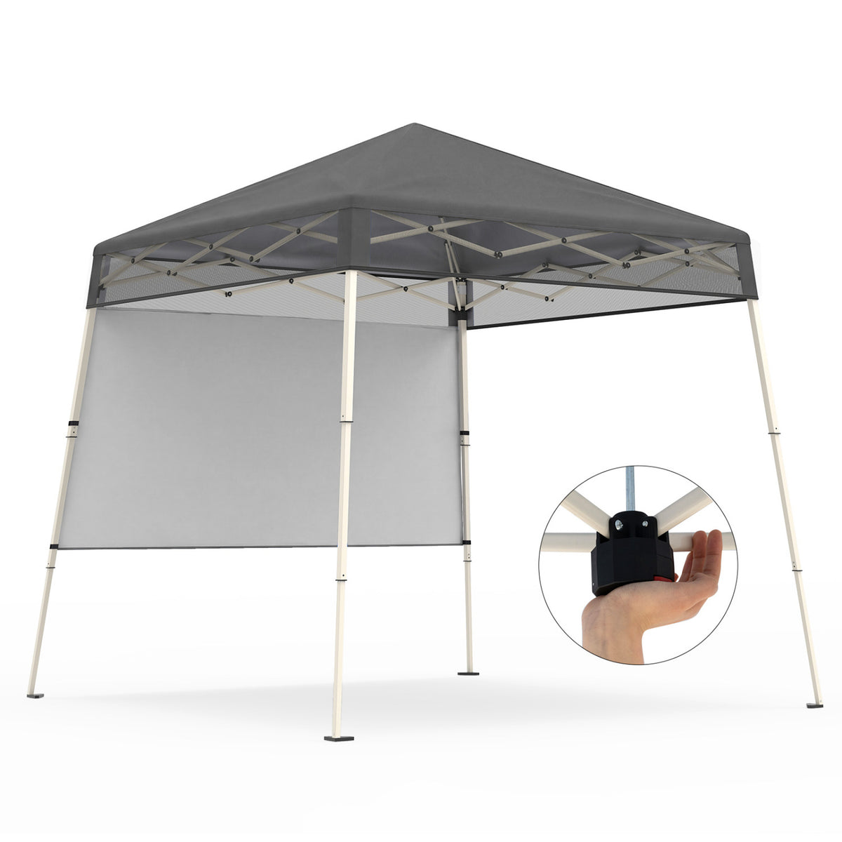 7 x 7 FT Pop-Up Canopy Tent with Center Lock - Gray Mesh