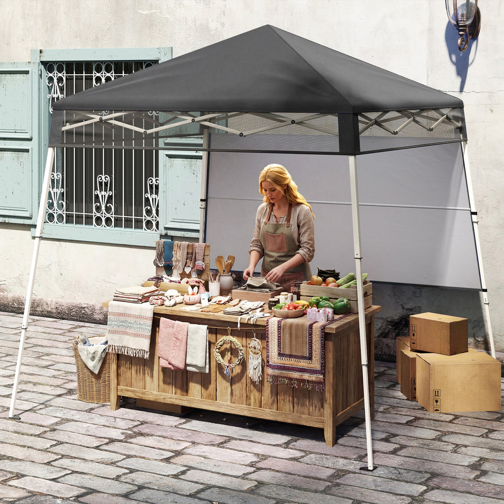 7 x 7 FT Pop-Up Canopy Tent with Center Lock - Gray Mesh