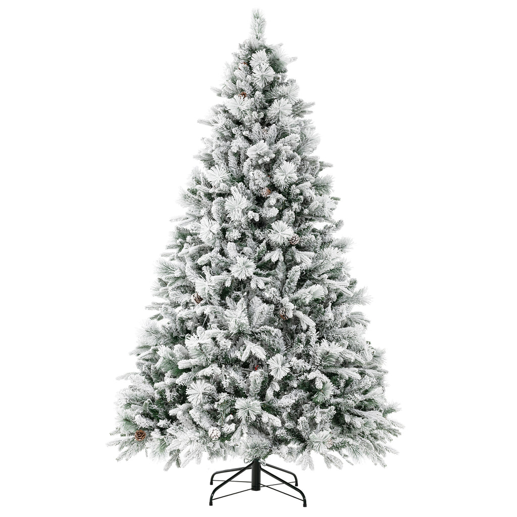 4.5/6/7 Feet Artificial Xmas Tree with Pine Needles and LED Lights - 7 ft