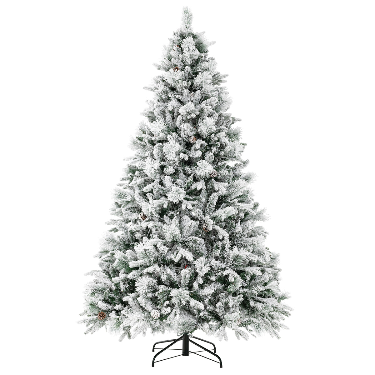 4.5/6/7 Feet Artificial Xmas Tree with Pine Needles and LED Lights - 7 ft