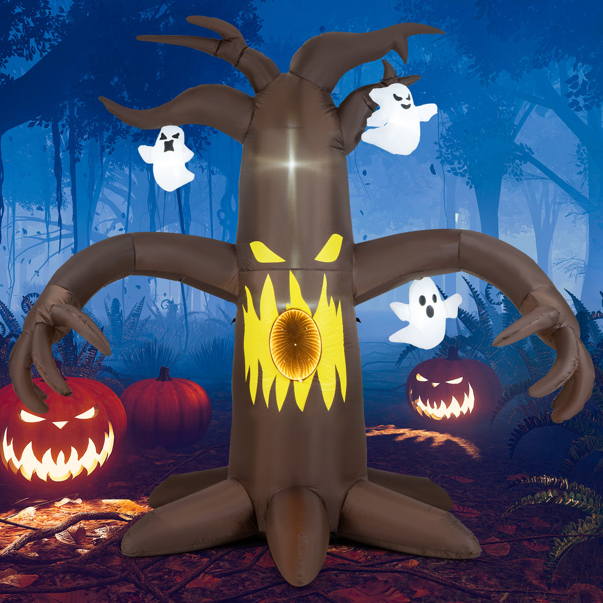 7.8 Feet Halloween Inflatable Dead Tree with Ghost and LED Lights - Spooky Outdoor Decor - Variation: Scary Dead Tree