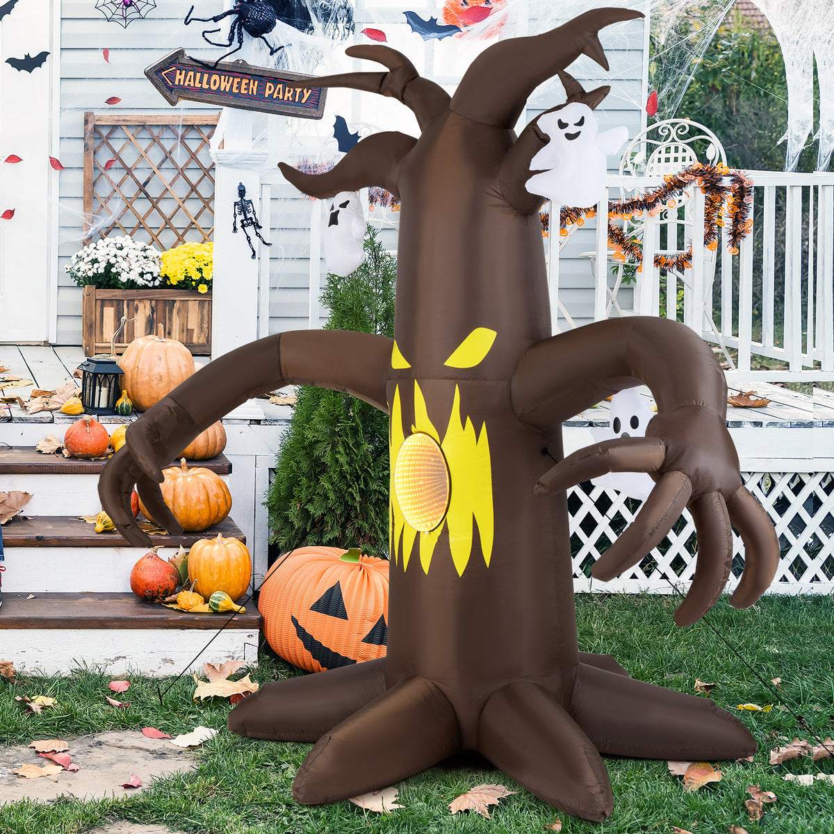 7.8 Feet Halloween Inflatable Dead Tree with Ghost and LED Lights - Spooky Outdoor Decor - Variation: Scary Dead Tree