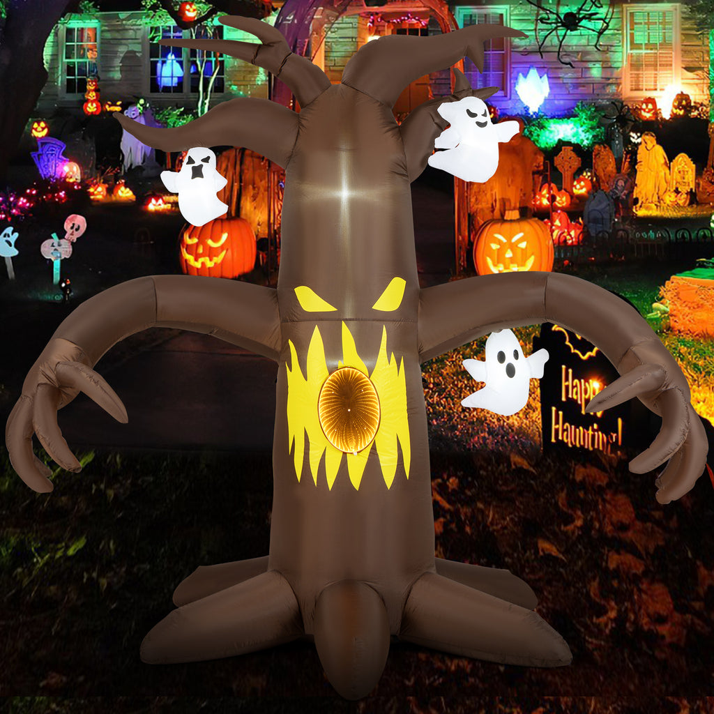 7.8 Feet Halloween Inflatable Dead Tree with Ghost and LED Lights - Spooky Outdoor Decor - Variation: Scary Dead Tree