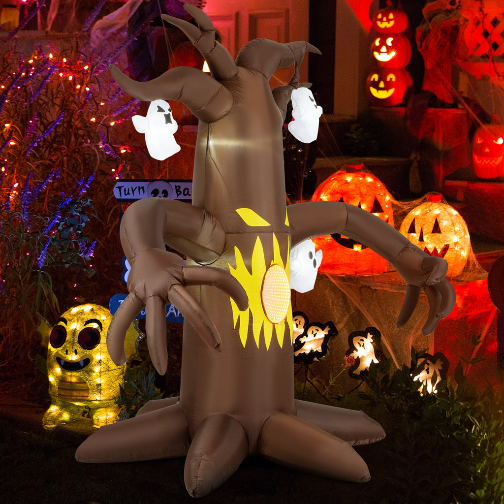 7.8 Feet Halloween Inflatable Dead Tree with Ghost and LED Lights - Spooky Outdoor Decor - Variation: Scary Dead Tree
