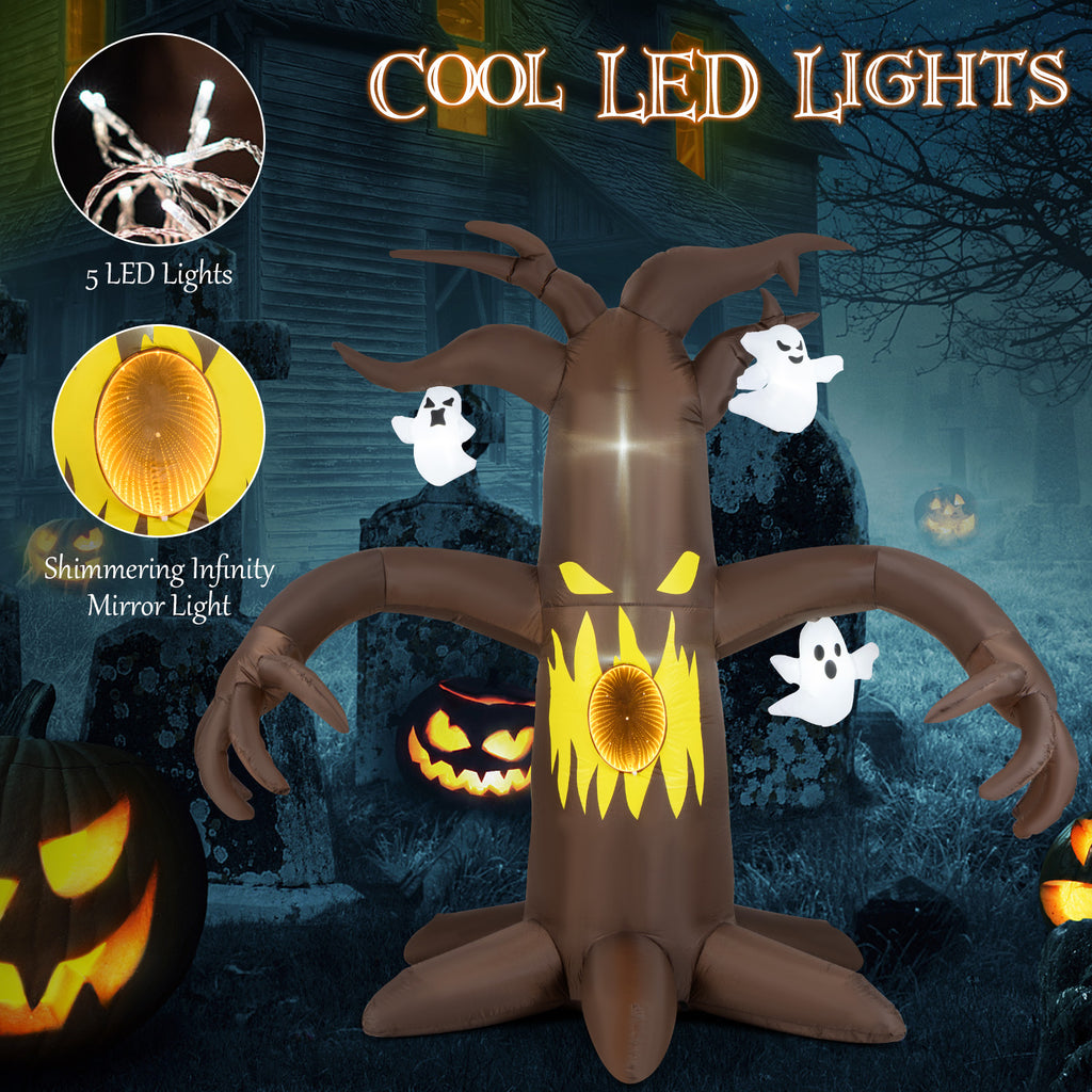 7.8 Feet Halloween Inflatable Dead Tree with Ghost and LED Lights - Spooky Outdoor Decor - Variation: Scary Dead Tree