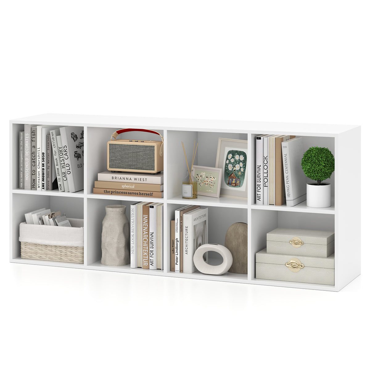 8-Cube Bookcase with Anti-Tipping Kits - Rustic Brown
