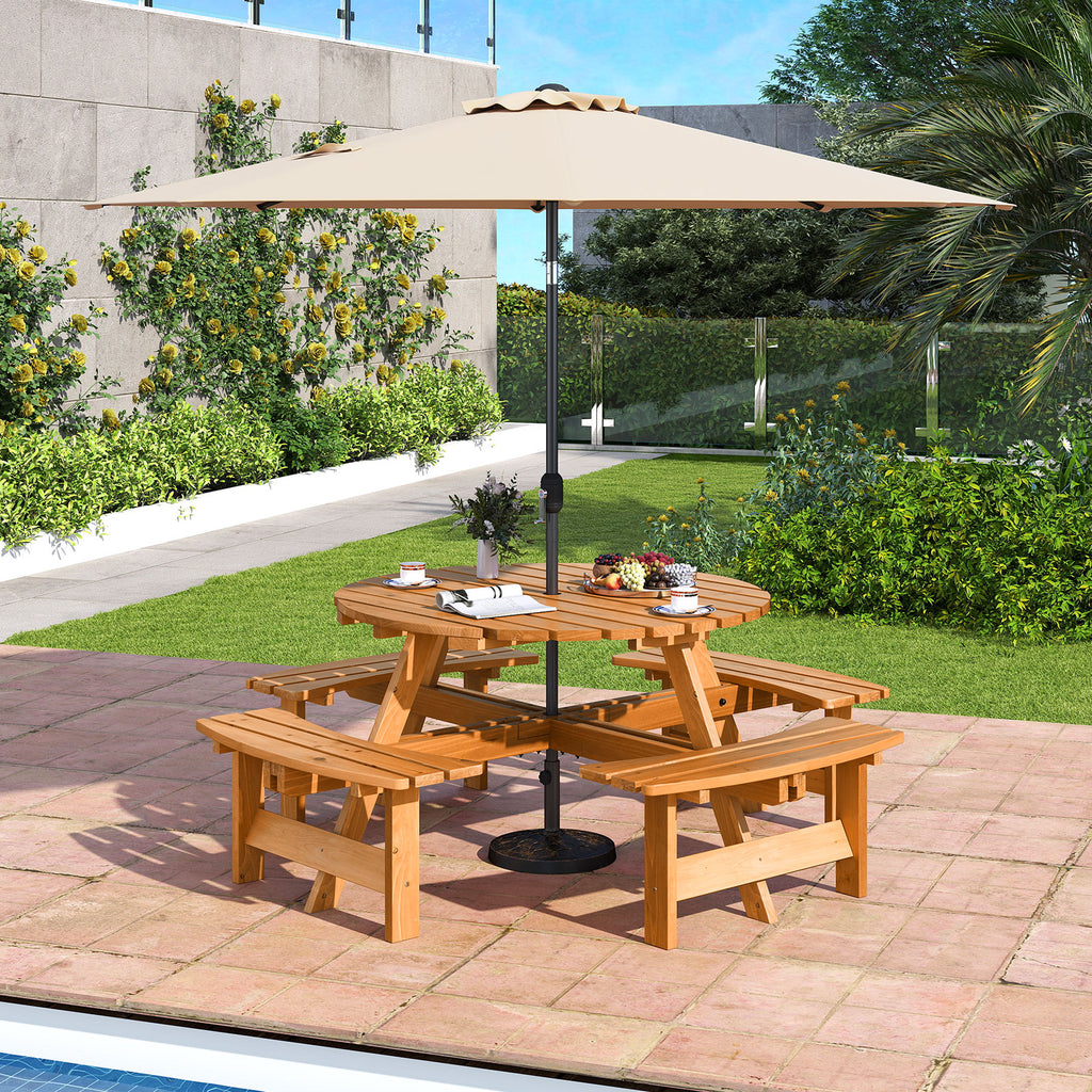 8-Person Round Picnic Table Set Circular Patio Dining Camping with