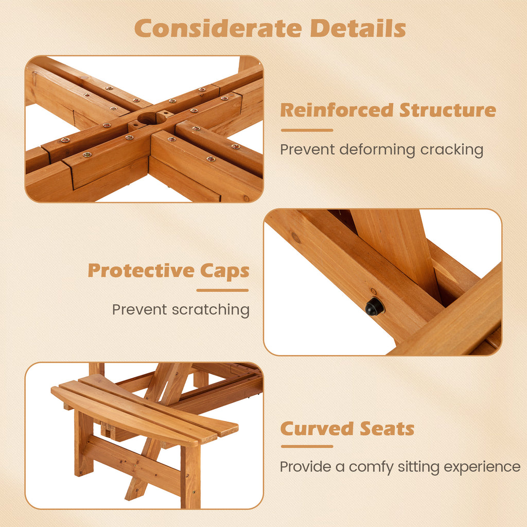 8-Person Round Picnic Table Set Circular Patio Dining Camping with