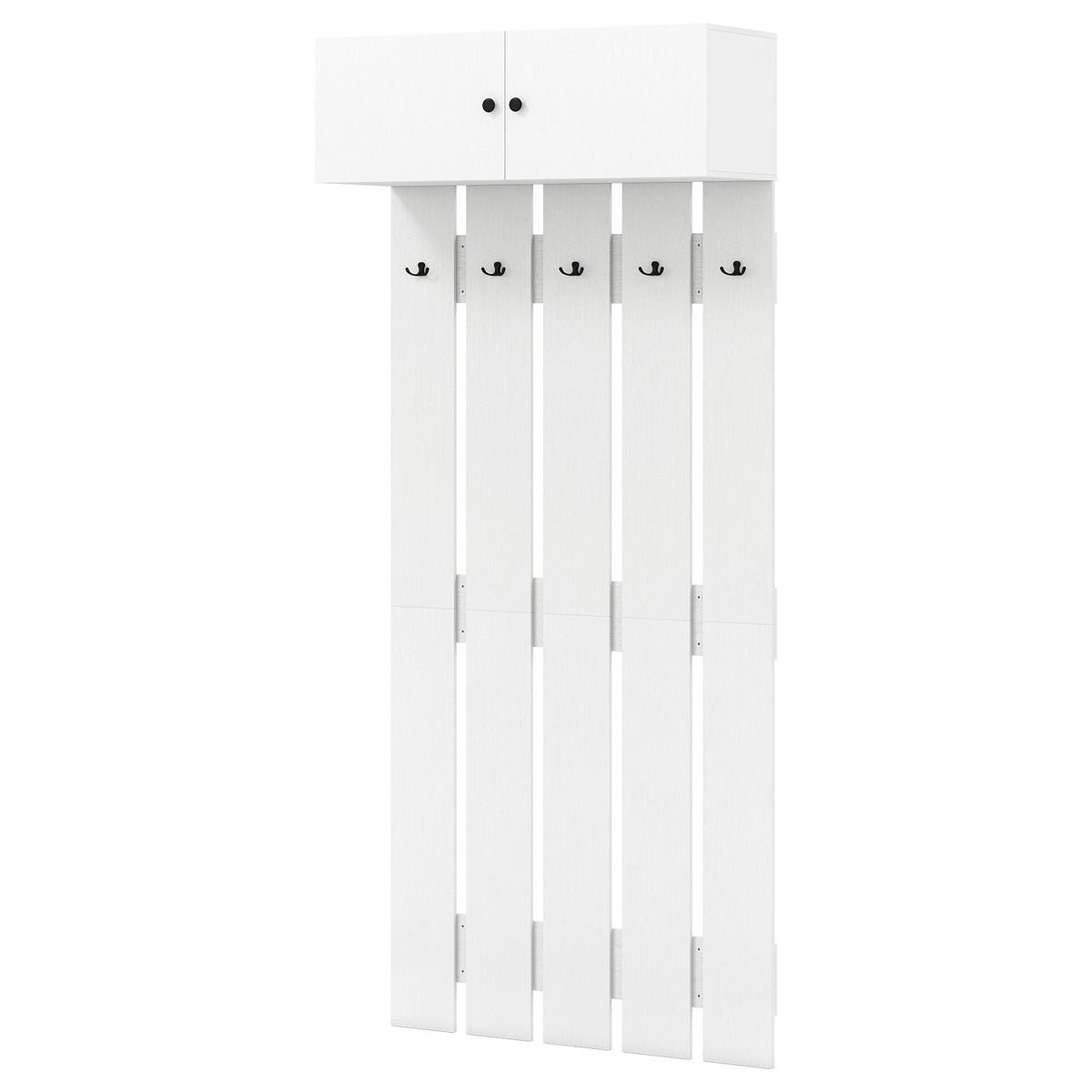 Wall Mounted Coat Rack with Storage Cabinet, White