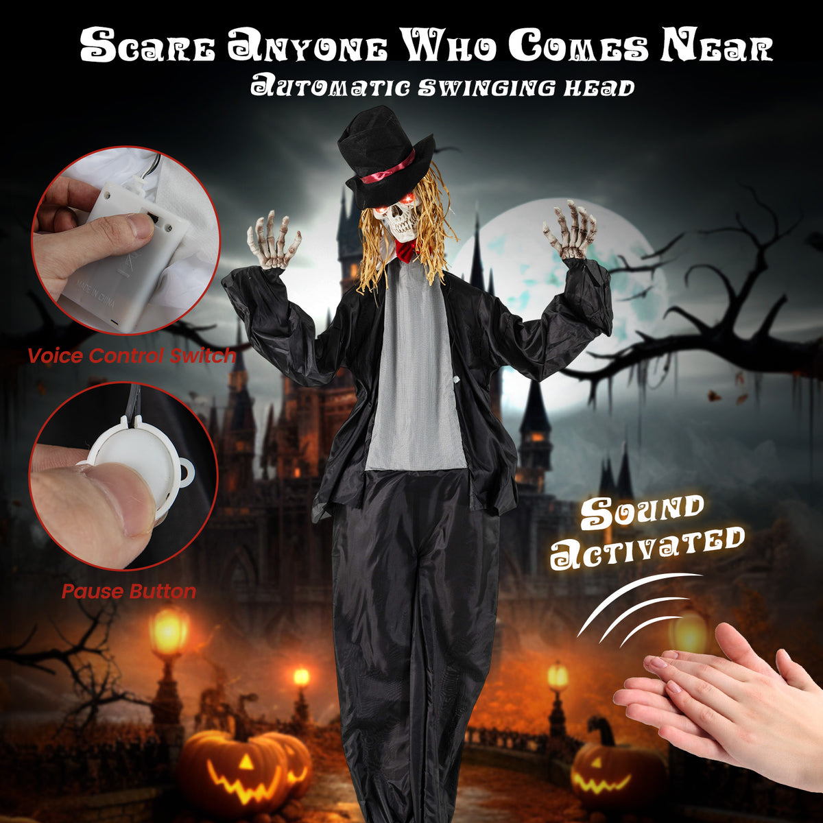 Halloween Animatronic Standing Groom 7.2 FT Haunted House Decoration - Variation of Groom
