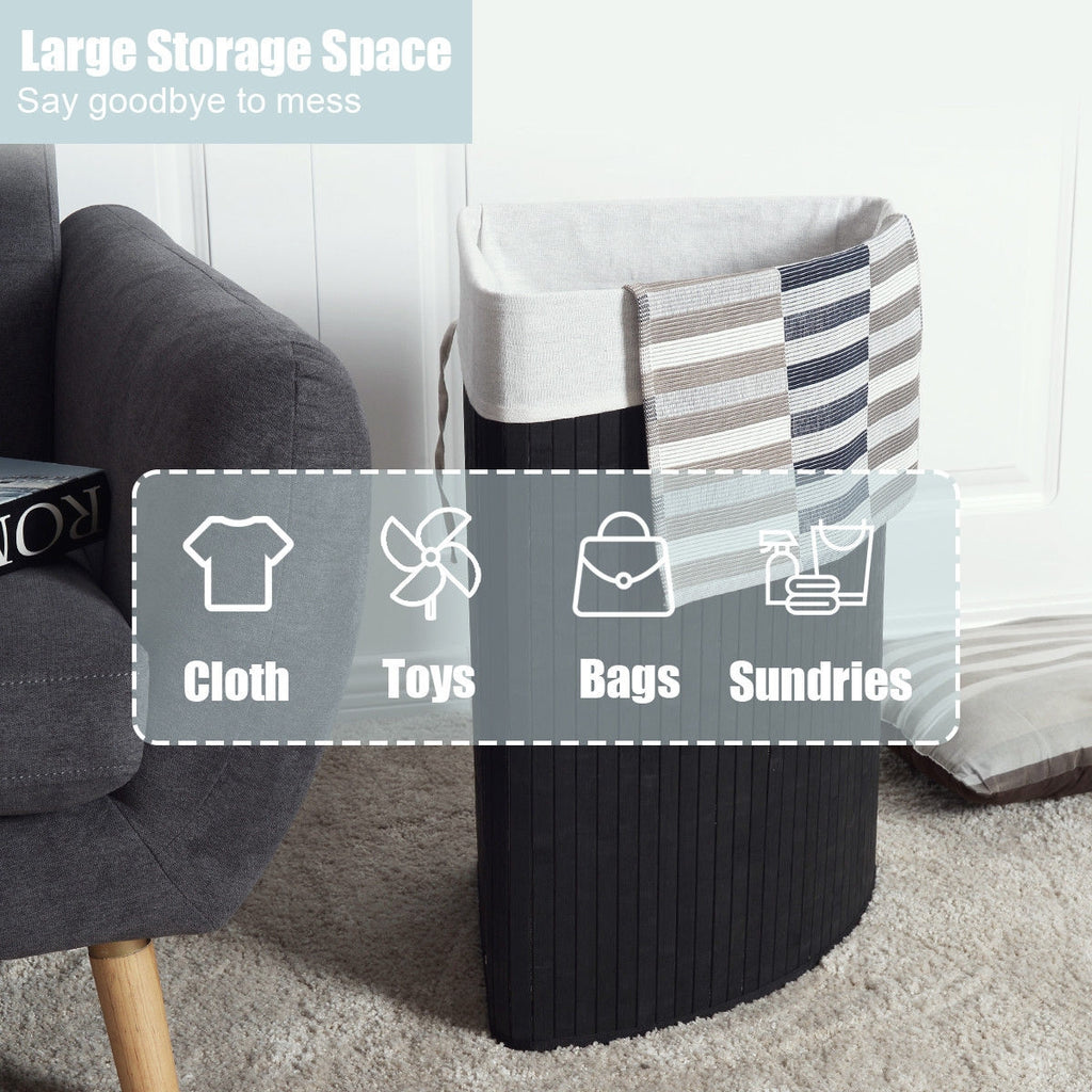 Bamboo Laundry Hamper Basket with Lid and Removable Liner Bag
