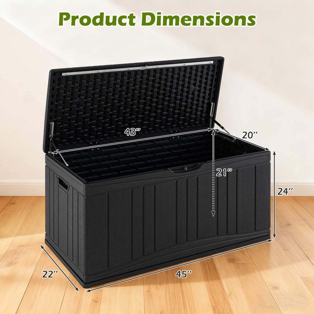 80 Gallon Outdoor Deck Box with Lockable Lid for Garden Tools Cushions