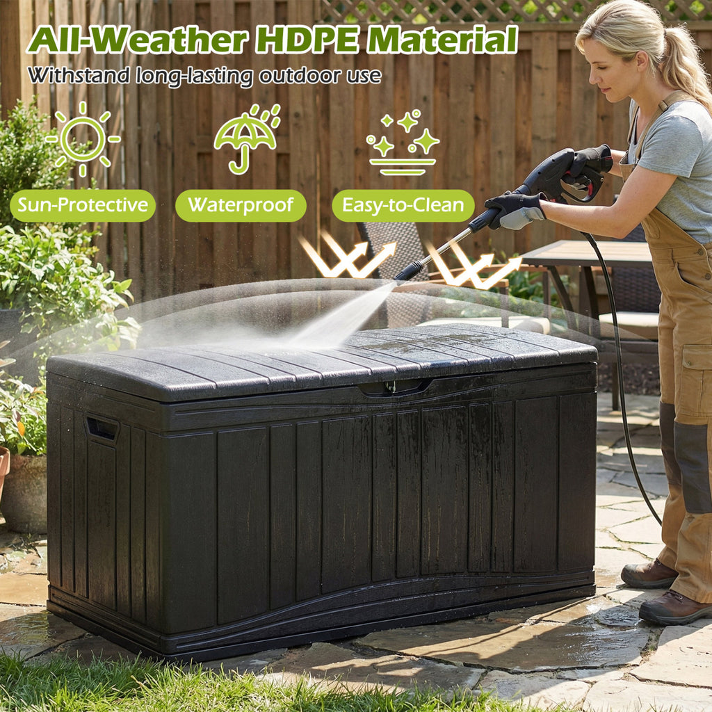 80 Gallon Outdoor Deck Box with Lockable Lid for Garden Tools Cushions