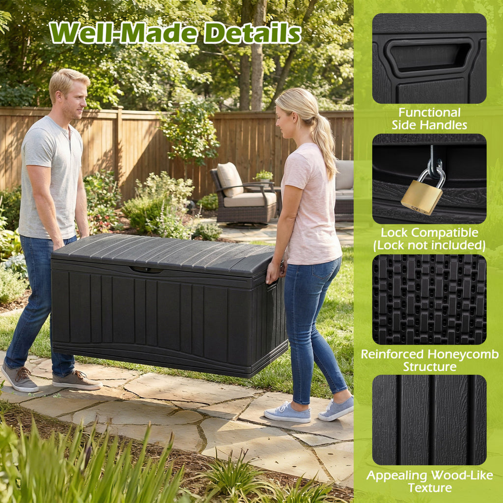 80 Gallon Outdoor Deck Box with Lockable Lid for Garden Tools Cushions