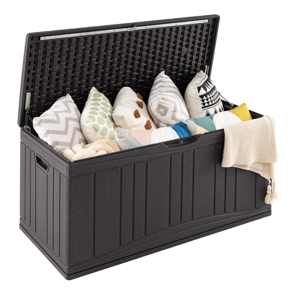 80 Gallon Outdoor Deck Box with Lockable Lid for Garden Tools Cushions