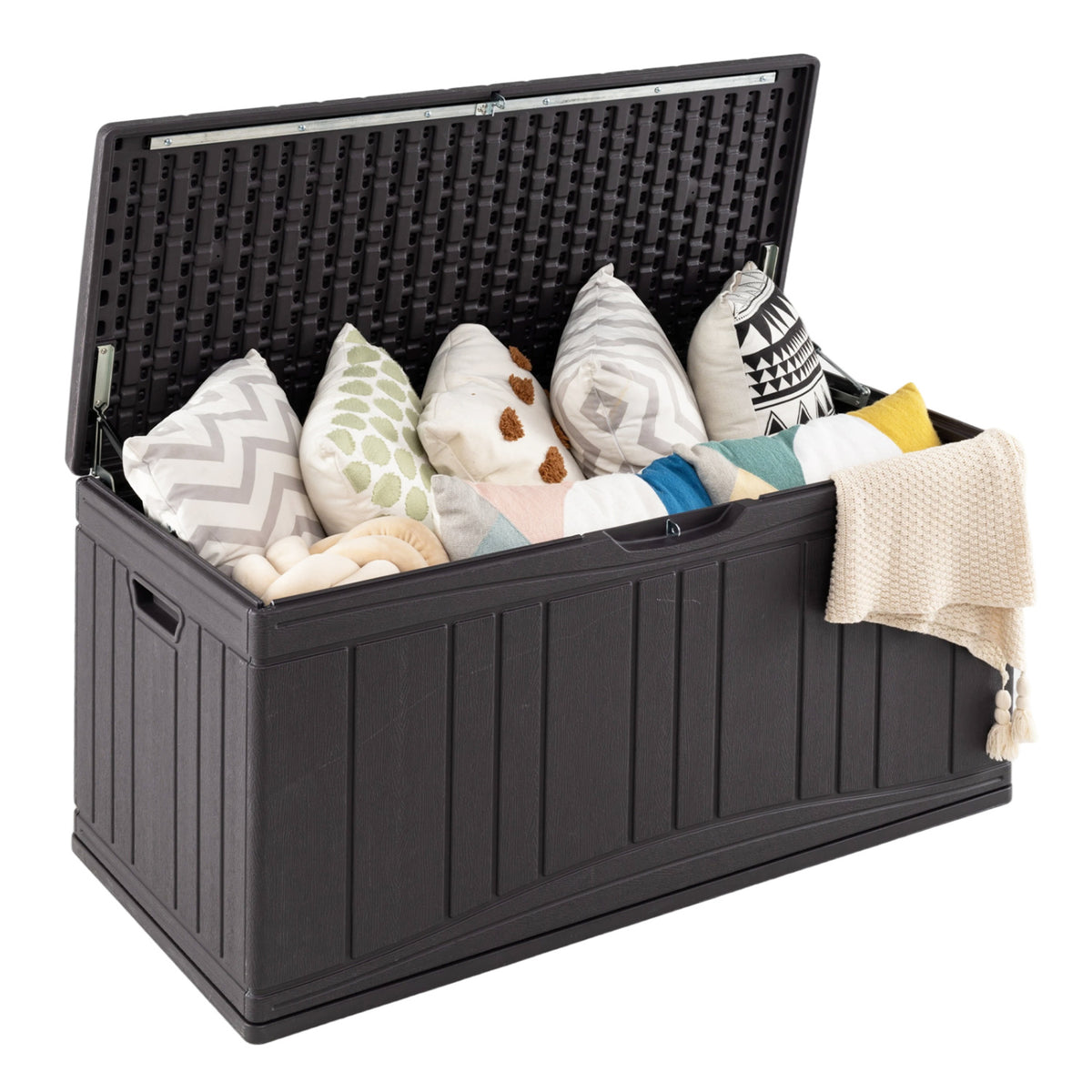 80 Gallon Outdoor Deck Box with Lockable Lid for Garden Tools Cushions