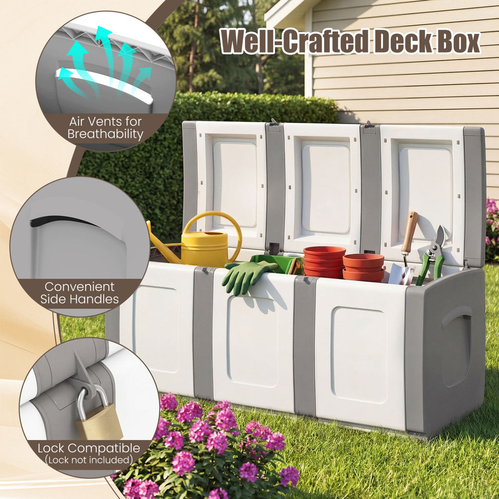 80 Gallon Patio Container with Lockable Lid for Packages and Garden