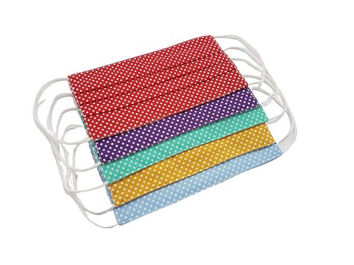 LILIND Face Mask, 5-Pack Handmade, Reusable, Washable, 100% Cotton, 5x Mix Dots